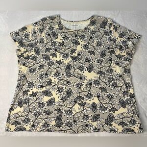 croft & barrow Cream Short Sleeve Floral Print Top size 2X